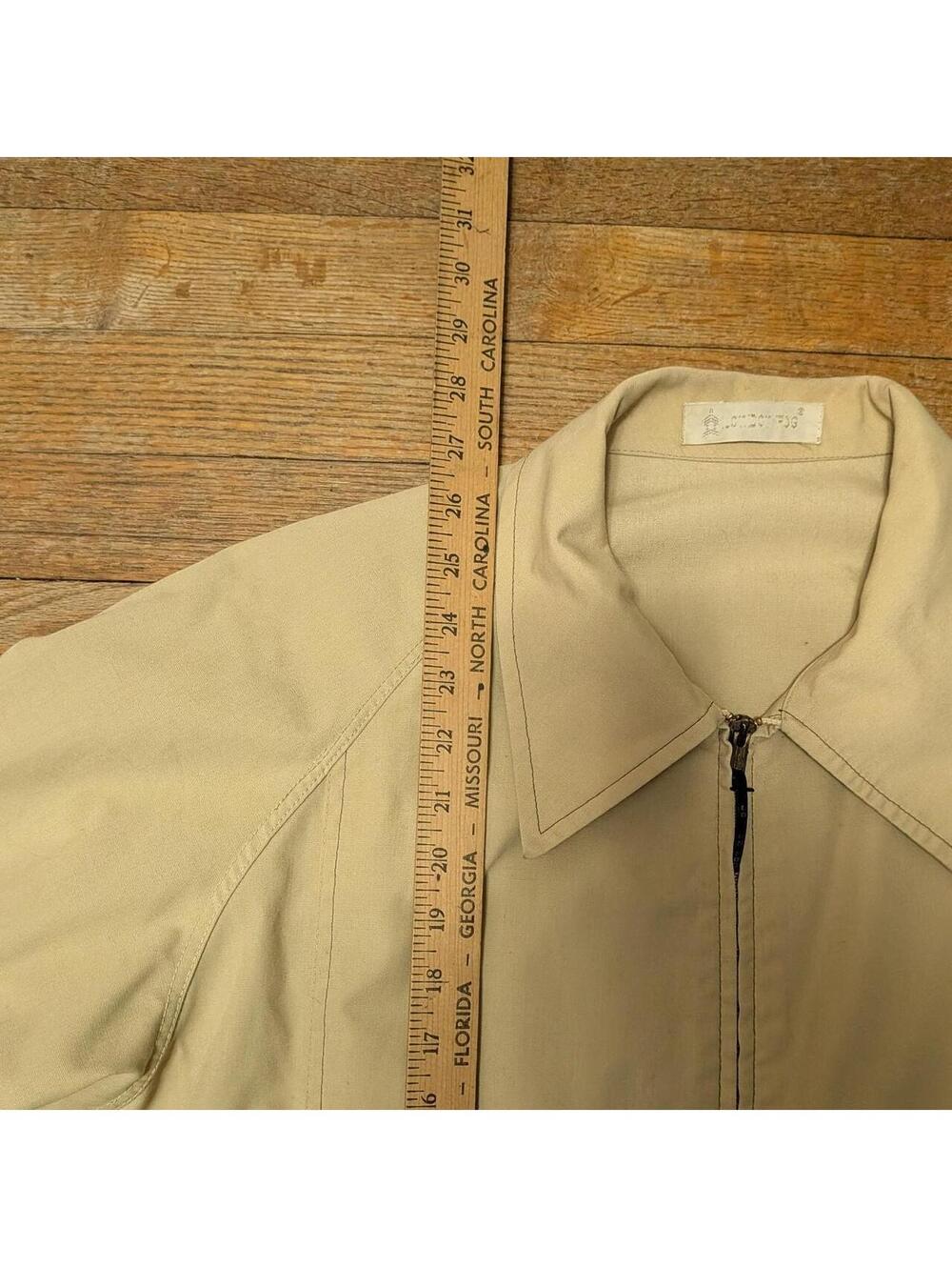 1970s London Fog Harrington Golf Jacket Tan Khaki Full Zip Mens 42R - Picture 3 of 8